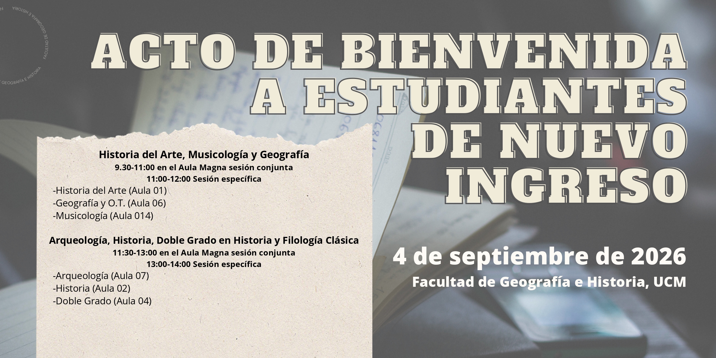 Acto de Bienvenida a estudiantes de primer curso de nuevo ingreso